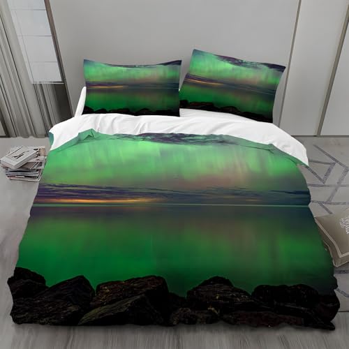 Bettwäsche 135x200 Nordlicht Bettwäsche-Sets Lichtstrahlen Bettbezug Weiche Atmungsaktiv Mikrofaser mit Reißverschluss und 2 Kissenbezüge 80x80 für Kinder Geeignet Bettwäsche 135x200 Nordlicht Bettwäsche-Sets Lichtstrahlen Bettbezug Weiche Atmungsaktiv Mikrofaser mit Reißverschluss und 2 Kissenbezüge 80x80 für Kinder Geeignet von BSYYZQC