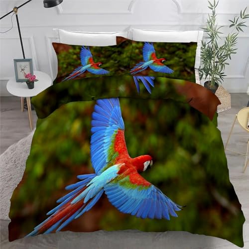Bettwäsche 135x200 Papagei Microfaser BettwäSche-Sets mit ReißVerschluss, VöGel Hautfreundlich Bettwaren, Bedding EnthäLt 1 Bettbezug und 2 Kissenbezug 80x80 von BSYYZQC