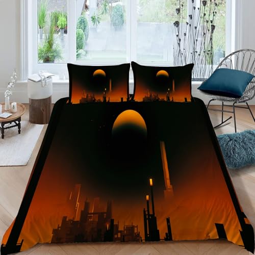 Bettwäsche 135x200 Silhouette Der Stadt Bettwäsche-Sets Kunst Bettbezug Weiche Atmungsaktiv Mikrofaser mit Reißverschluss und 2 Kissenbezüge 80x80 für Kinder Geeignet Bettwäsche 135x200 Silhouette Der Stadt Bettwäsche-Sets Kunst Bettbezug Weiche Atmungsaktiv Mikrofaser mit Reißverschluss und 2 Kissenbezüge 80x80 für Kinder Geeignet von BSYYZQC