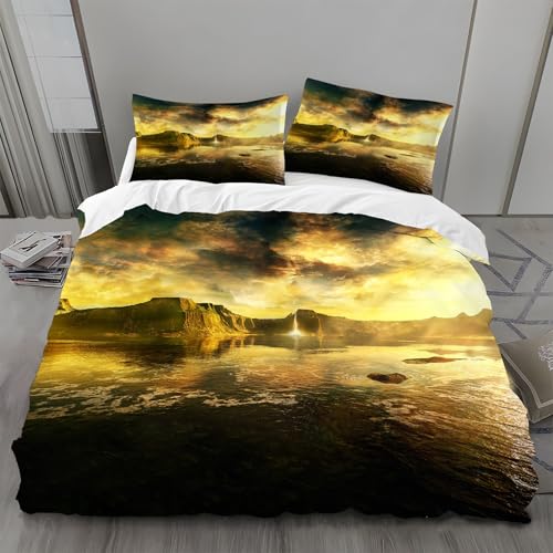 Bettwäsche 135x200 Sonnenaufgang Bettwäsche-Sets Berge Und Meer Bettbezug Weiche Atmungsaktiv Mikrofaser mit Reißverschluss und 2 Kissenbezüge 80x80 für Kinder Geeignet Bettwäsche 135x200 Sonnenaufgang Bettwäsche-Sets Berge Und Meer Bettbezug Weiche Atmungsaktiv Mikrofaser mit Reißverschluss und 2 Kissenbezüge 80x80 für Kinder Geeignet von BSYYZQC