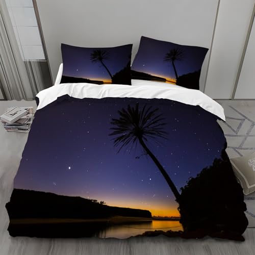 Bettwäsche 135x200 Sternenhimmel Bettwäsche-Sets Palmen Bettbezug Weiche Atmungsaktiv Mikrofaser mit Reißverschluss und 2 Kissenbezüge 80x80 für Kinder Geeignet Bettwäsche 135x200 Sternenhimmel Bettwäsche-Sets Palmen Bettbezug Weiche Atmungsaktiv Mikrofaser mit Reißverschluss und 2 Kissenbezüge 80x80 für Kinder Geeignet von BSYYZQC