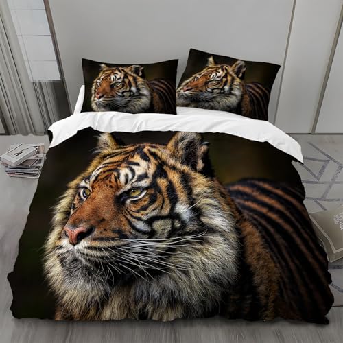 Bettwäsche 135x200 Tiere Bettwäsche-Sets Tiger Bettbezug Weiche Atmungsaktiv Mikrofaser mit Reißverschluss und 2 Kissenbezüge 80x80 für Kinder Geeignet Bettwäsche 135x200 Tiere Bettwäsche-Sets Tiger Bettbezug Weiche Atmungsaktiv Mikrofaser mit Reißverschluss und 2 Kissenbezüge 80x80 für Kinder Geeignet von BSYYZQC