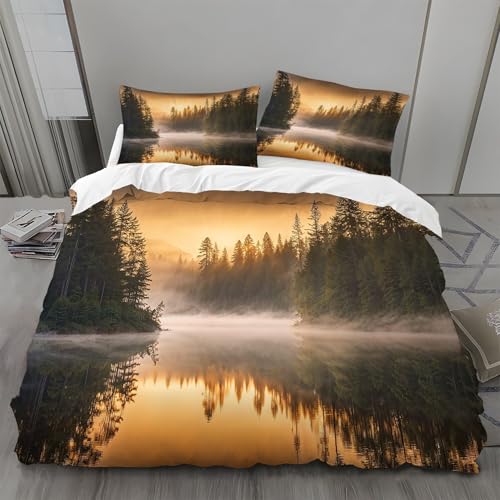 Bettwäsche 135x200 Wald Bettwäsche-Sets Morgennebel Bettbezug Weiche Atmungsaktiv Mikrofaser mit Reißverschluss und 2 Kissenbezüge 80x80 für Kinder Geeignet Bettwäsche 135x200 Wald Bettwäsche-Sets Morgennebel Bettbezug Weiche Atmungsaktiv Mikrofaser mit Reißverschluss und 2 Kissenbezüge 80x80 für Kinder Geeignet von BSYYZQC