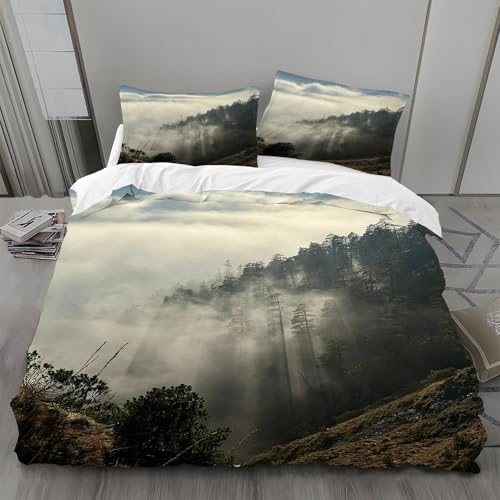 Bettwäsche 135x200 Wald Bettwäsche-Sets Nebelberge Bettbezug Weiche Atmungsaktiv Mikrofaser mit Reißverschluss und 2 Kissenbezüge 80x80 für Kinder Geeignet Bettwäsche 135x200 Wald Bettwäsche-Sets Nebelberge Bettbezug Weiche Atmungsaktiv Mikrofaser mit Reißverschluss und 2 Kissenbezüge 80x80 für Kinder Geeignet von BSYYZQC