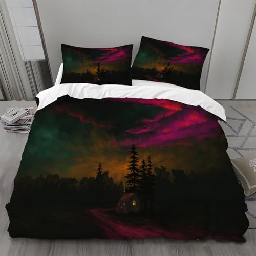 Bettwäsche 135x200 Wald Bettwäsche-Sets öLgemäLde Landschaft Bettbezug Weiche Atmungsaktiv Mikrofaser mit Reißverschluss und 2 Kissenbezüge 80x80 für Kinder Geeignet Bettwäsche 135x200 Wald Bettwäsche-Sets öLgemäLde Landschaft Bettbezug Weiche Atmungsaktiv Mikrofaser mit Reißverschluss und 2 Kissenbezüge 80x80 für Kinder Geeignet von BSYYZQC