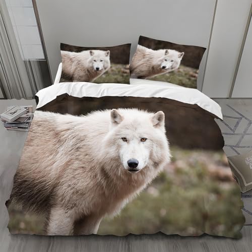 Bettwäsche 135x200 Wolf Bettwäsche-Sets Wiese Bettbezug Weiche Atmungsaktiv Mikrofaser mit Reißverschluss und 2 Kissenbezüge 80x80 für Kinder Geeignet Bettwäsche 135x200 Wolf Bettwäsche-Sets Wiese Bettbezug Weiche Atmungsaktiv Mikrofaser mit Reißverschluss und 2 Kissenbezüge 80x80 für Kinder Geeignet von BSYYZQC