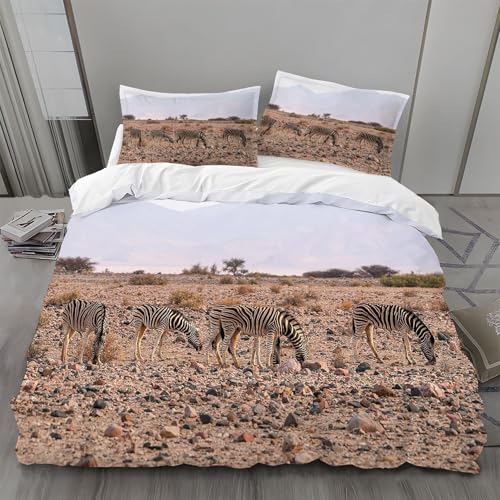Bettwäsche 135x200 Zebra Bettwäsche-Sets Grasland Bettbezug Weiche Atmungsaktiv Mikrofaser mit Reißverschluss und 2 Kissenbezüge 80x80 für Kinder Geeignet Bettwäsche 135x200 Zebra Bettwäsche-Sets Grasland Bettbezug Weiche Atmungsaktiv Mikrofaser mit Reißverschluss und 2 Kissenbezüge 80x80 für Kinder Geeignet von BSYYZQC