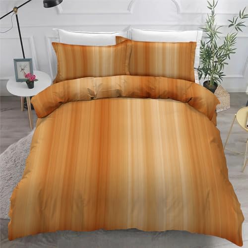 Bettwäsche 155x220 3teilig Orange Mikrofaser Bettbezug Minimalistisch Bettwäsche-Sets mit 2 Kissenbezüge 80x80cm, Wendebettwäsche Bedding mit Reißverschluss von BSYYZQC