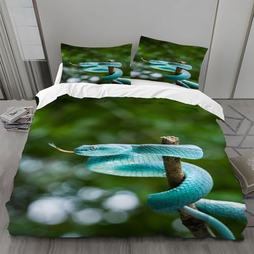 Bettwäsche 155x220 Baum Bettwäsche-Sets Bambusblatt-GrüNe Schlange Bettbezug Weiche Atmungsaktiv Mikrofaser mit Reißverschluss und 2 Kissenbezüge 80x80 für Erwachsene Geeignet Bettwäsche 155x220 Baum Bettwäsche-Sets Bambusblatt-GrüNe Schlange Bettbezug Weiche Atmungsaktiv Mikrofaser mit Reißverschluss und 2 Kissenbezüge 80x80 für Erwachsene Geeignet von BSYYZQC