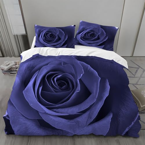 Bettwäsche 155x220 Blumen Bettwäsche-Sets Blaue Rose Bettbezug Weiche Atmungsaktiv Mikrofaser mit Reißverschluss und 2 Kissenbezüge 80x80 für Erwachsene Geeignet Bettwäsche 155x220 Blumen Bettwäsche-Sets Blaue Rose Bettbezug Weiche Atmungsaktiv Mikrofaser mit Reißverschluss und 2 Kissenbezüge 80x80 für Erwachsene Geeignet von BSYYZQC