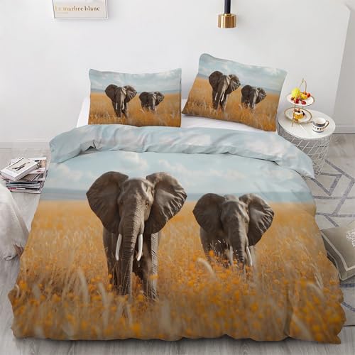Bettwäsche 155x220 Blumen Bettwäsche-Sets Elefant Bettbezug Weiche Atmungsaktiv Mikrofaser mit Reißverschluss und 2 Kissenbezüge 80x80 für Erwachsene Geeignet Bettwäsche 155x220 Blumen Bettwäsche-Sets Elefant Bettbezug Weiche Atmungsaktiv Mikrofaser mit Reißverschluss und 2 Kissenbezüge 80x80 für Erwachsene Geeignet von BSYYZQC