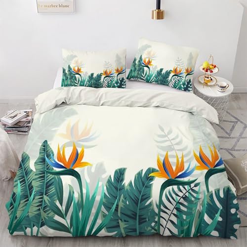 Bettwäsche 155x220 Tropische Pflanzen Bettwäsche-Sets BläTter Bettbezug Weiche Atmungsaktiv Mikrofaser mit Reißverschluss und 2 Kissenbezüge 80x80 für Erwachsene Geeignet Bettwäsche 155x220 Tropische Pflanzen Bettwäsche-Sets BläTter Bettbezug Weiche Atmungsaktiv Mikrofaser mit Reißverschluss und 2 Kissenbezüge 80x80 für Erwachsene Geeignet von BSYYZQC