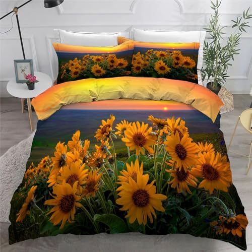 Bettwäsche 180x200 Blumen Microfaser BettwäSche-Sets mit ReißVerschluss, Sonne Hautfreundlich Bettwaren, Bedding EnthäLt 1 Bettbezug und 2 Kissenbezug 80x80 von BSYYZQC