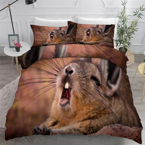Bettwäsche 180x200 Kaninchen Microfaser BettwäSche-Sets mit ReißVerschluss, Tiere Hautfreundlich Bettwaren, Bedding EnthäLt 1 Bettbezug und 2 Kissenbezug 80x80 von BSYYZQC