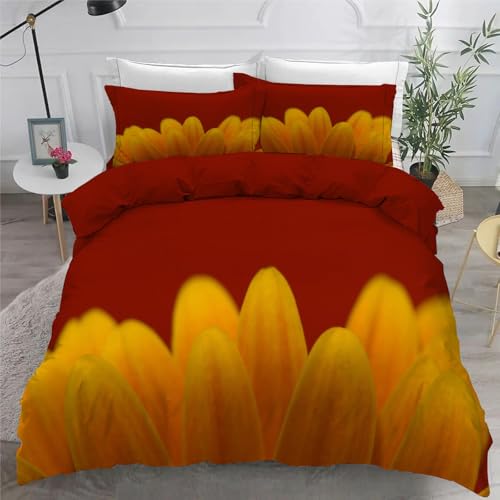 Bettwäsche 200x200 Gelb Microfaser BettwäSche-Sets mit ReißVerschluss, Blumen Hautfreundlich Bettwaren, Bedding EnthäLt 1 Bettbezug und 2 Kissenbezug 80x80 von BSYYZQC