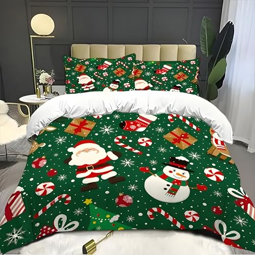 Bettwäsche 220x200 Schneemann Bettwäsche-Sets Weihnachten Bettbezug Weiche Atmungsaktiv Mikrofaser mit Reißverschluss und 2 Kissenbezüge 80x80 für Erwachsene Geeignet von BSYYZQC