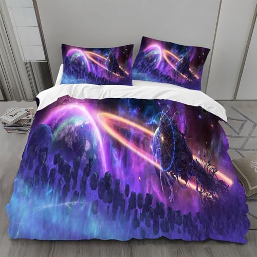 Bettwäsche 240x220 Erde Bettwäsche-Sets Universum Bettbezug Weiche Atmungsaktiv Mikrofaser mit Reißverschluss und 2 Kissenbezüge 80x80 für Erwachsene Geeignet von BSYYZQC