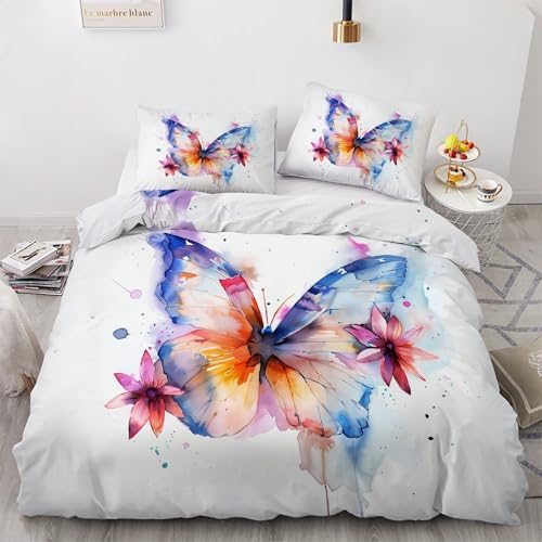 Bettwäsche 240x220 Schmetterling Bettwäsche-Sets Rote Und Blaue Blumen Bettbezug Weiche Atmungsaktiv Mikrofaser mit Reißverschluss und 2 Kissenbezüge 80x80 für Erwachsene Geeignet Bettwäsche 240x220 Schmetterling Bettwäsche-Sets Rote Und Blaue Blumen Bettbezug Weiche Atmungsaktiv Mikrofaser mit Reißverschluss und 2 Kissenbezüge 80x80 für Erwachsene Geeignet von BSYYZQC