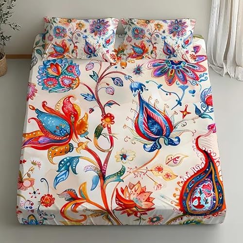 Spanbettlaken 140x200 Blumen Spannbetttuch Blumen Bettlaken Boxspringbett mit Gummizug Spannbettuch Mikrofaser für Matratzen von 30 cm Mit 2 Kissenbezüge 80x80 cm Spanbettlaken 140x200 Blumen Spannbetttuch Blumen Bettlaken Boxspringbett mit Gummizug Spannbettuch Mikrofaser für Matratzen von 30 cm Mit 2 Kissenbezüge 80x80 cm von BSYYZQC