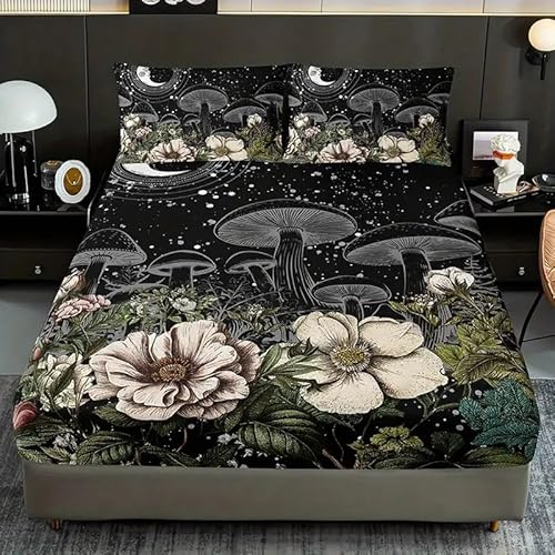 Spanbettlaken 140x200 Blumen Spannbetttuch Pilz Bettlaken Boxspringbett mit Gummizug Spannbettuch Mikrofaser für Matratzen von 30 cm Mit 2 Kissenbezüge 80x80 cm Spanbettlaken 140x200 Blumen Spannbetttuch Pilz Bettlaken Boxspringbett mit Gummizug Spannbettuch Mikrofaser für Matratzen von 30 cm Mit 2 Kissenbezüge 80x80 cm von BSYYZQC