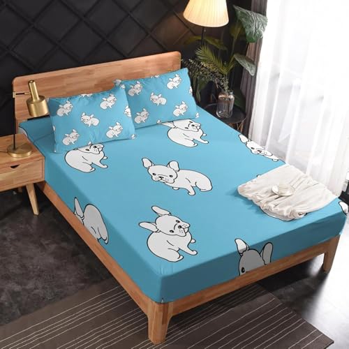 Spanbettlaken 140x200 Bunt Spannbetttuch Cartoon-HüNdchen Bettlaken Boxspringbett mit Gummizug Spannbettuch Mikrofaser für Matratzen von 30 cm Mit 2 Kissenbezüge 80x80 cm Spanbettlaken 140x200 Bunt Spannbetttuch Cartoon-HüNdchen Bettlaken Boxspringbett mit Gummizug Spannbettuch Mikrofaser für Matratzen von 30 cm Mit 2 Kissenbezüge 80x80 cm von BSYYZQC
