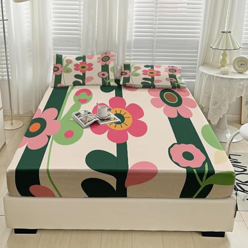 Spanbettlaken 140x200 GäNseblüMchen Spannbetttuch BlüTen Bettlaken Boxspringbett mit Gummizug Spannbettuch Mikrofaser für Matratzen von 30 cm Mit 2 Kissenbezüge 80x80 cm Spanbettlaken 140x200 GäNseblüMchen Spannbetttuch BlüTen Bettlaken Boxspringbett mit Gummizug Spannbettuch Mikrofaser für Matratzen von 30 cm Mit 2 Kissenbezüge 80x80 cm von BSYYZQC