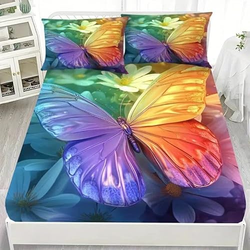 Spanbettlaken 140x200 Totenkopf Spannbetttuch Blumen Bettlaken Boxspringbett mit Gummizug Spannbettuch Mikrofaser für Matratzen von 30 cm Mit 2 Kissenbezüge 80x80 cm von BSYYZQC