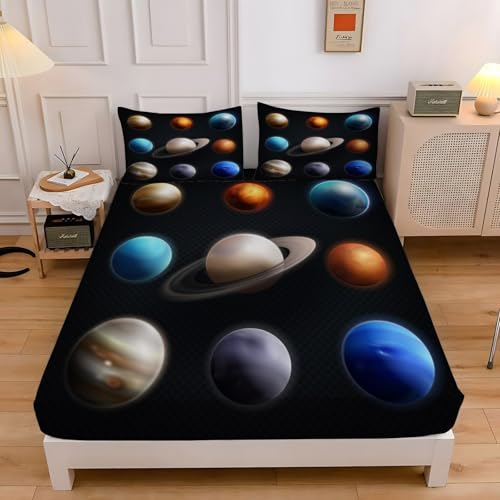 Spanbettlaken 180x200 Planet Spannbetttuch Planet Bettlaken Boxspringbett mit Gummizug Spannbettuch Mikrofaser für Matratzen von 30 cm Mit 2 Kissenbezüge 80x80 cm Spanbettlaken 180x200 Planet Spannbetttuch Planet Bettlaken Boxspringbett mit Gummizug Spannbettuch Mikrofaser für Matratzen von 30 cm Mit 2 Kissenbezüge 80x80 cm von BSYYZQC