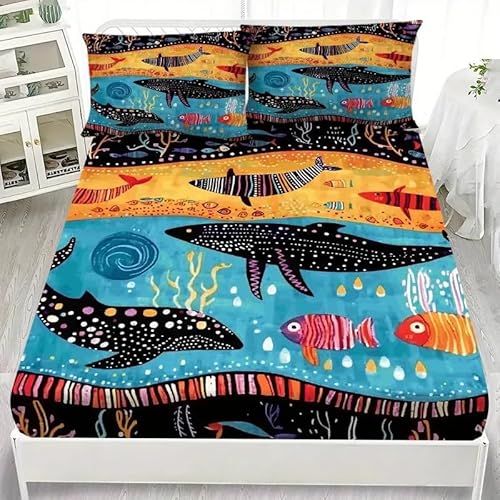 Spanbettlaken 180x200 Schmetterling Spannbetttuch Fisch Bettlaken Boxspringbett mit Gummizug Spannbettuch Mikrofaser für Matratzen von 30 cm Mit 2 Kissenbezüge 80x80 cm Spanbettlaken 180x200 Schmetterling Spannbetttuch Fisch Bettlaken Boxspringbett mit Gummizug Spannbettuch Mikrofaser für Matratzen von 30 cm Mit 2 Kissenbezüge 80x80 cm von BSYYZQC