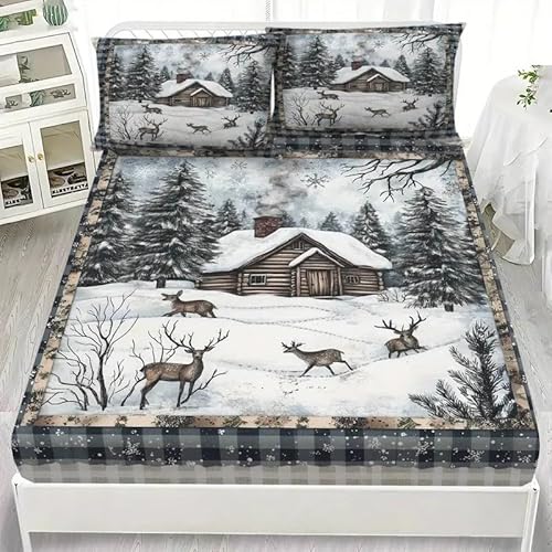 Spanbettlaken 180x200 Spannbetttuch Sikahirsch Bettlaken Boxspringbett mit Gummizug Spannbettuch Mikrofaser für Matratzen von 30 cm Mit 2 Kissenbezüge 80x80 cm Spanbettlaken 180x200 Spannbetttuch Sikahirsch Bettlaken Boxspringbett mit Gummizug Spannbettuch Mikrofaser für Matratzen von 30 cm Mit 2 Kissenbezüge 80x80 cm von BSYYZQC