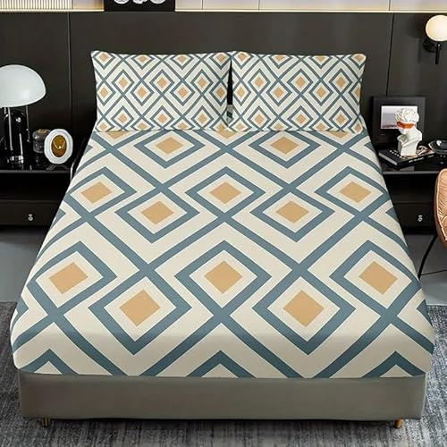 Spannbettlaken 120x200cm LöWe Spannbetttuch Linien Bettlaken Boxspringbett mit Gummizug Spannbettuch Mikrofaser für Matratzen von 30 cm Mit 2 Kissenbezüge 80x80 cm Spannbettlaken 120x200cm LöWe Spannbetttuch Linien Bettlaken Boxspringbett mit Gummizug Spannbettuch Mikrofaser für Matratzen von 30 cm Mit 2 Kissenbezüge 80x80 cm von BSYYZQC