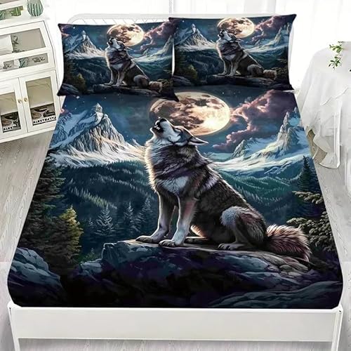 Spannbettlaken 120x200cm Perle Spannbetttuch Mond Bettlaken Boxspringbett mit Gummizug Spannbettuch Mikrofaser für Matratzen von 30 cm Mit 2 Kissenbezüge 80x80 cm von BSYYZQC