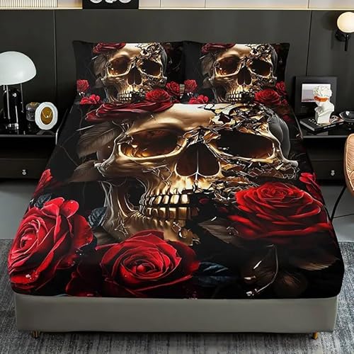 Spannbettlaken 120x200cm Sonnenuntergang Spannbetttuch Totenkopf Bettlaken Boxspringbett mit Gummizug Spannbettuch Mikrofaser für Matratzen von 30 cm Mit 2 Kissenbezüge 80x80 cm Spannbettlaken 120x200cm Sonnenuntergang Spannbetttuch Totenkopf Bettlaken Boxspringbett mit Gummizug Spannbettuch Mikrofaser für Matratzen von 30 cm Mit 2 Kissenbezüge 80x80 cm von BSYYZQC