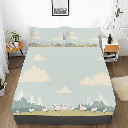 Spannbettlaken 160x200cm AST Spannbetttuch Schaf Bettlaken Boxspringbett mit Gummizug Spannbettuch Mikrofaser für Matratzen von 30 cm Mit 2 Kissenbezüge 80x80 cm Spannbettlaken 160x200cm AST Spannbetttuch Schaf Bettlaken Boxspringbett mit Gummizug Spannbettuch Mikrofaser für Matratzen von 30 cm Mit 2 Kissenbezüge 80x80 cm von BSYYZQC