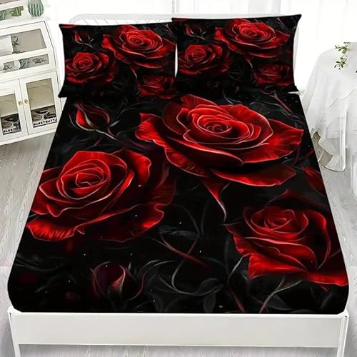 Spannbettlaken 160x200cm Rote FrüChte Spannbetttuch Rose Bettlaken Boxspringbett mit Gummizug Spannbettuch Mikrofaser für Matratzen von 30 cm Mit 2 Kissenbezüge 80x80 cm Spannbettlaken 160x200cm Rote FrüChte Spannbetttuch Rose Bettlaken Boxspringbett mit Gummizug Spannbettuch Mikrofaser für Matratzen von 30 cm Mit 2 Kissenbezüge 80x80 cm von BSYYZQC