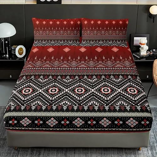 Spannbettlaken 160x200cm Sternenlicht Spannbetttuch Ethno-Stil Bettlaken Boxspringbett mit Gummizug Spannbettuch Mikrofaser für Matratzen von 30 cm Mit 2 Kissenbezüge 80x80 cm Spannbettlaken 160x200cm Sternenlicht Spannbetttuch Ethno-Stil Bettlaken Boxspringbett mit Gummizug Spannbettuch Mikrofaser für Matratzen von 30 cm Mit 2 Kissenbezüge 80x80 cm von BSYYZQC