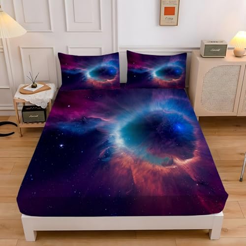 Spannbettlaken 200x200 Galaxis Spannbetttuch Sternenhimmel Bettlaken Boxspringbett mit Gummizug Spannbettuch Mikrofaser für Matratzen von 30 cm Mit 2 Kissenbezüge 80x80 cm Spannbettlaken 200x200 Galaxis Spannbetttuch Sternenhimmel Bettlaken Boxspringbett mit Gummizug Spannbettuch Mikrofaser für Matratzen von 30 cm Mit 2 Kissenbezüge 80x80 cm von BSYYZQC