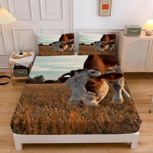 Spannbettlaken 200x200 Ochse Spannbetttuch Gras Bettlaken Boxspringbett mit Gummizug Spannbettuch Mikrofaser für Matratzen von 30 cm Mit 2 Kissenbezüge 80x80 cm Spannbettlaken 200x200 Ochse Spannbetttuch Gras Bettlaken Boxspringbett mit Gummizug Spannbettuch Mikrofaser für Matratzen von 30 cm Mit 2 Kissenbezüge 80x80 cm von BSYYZQC