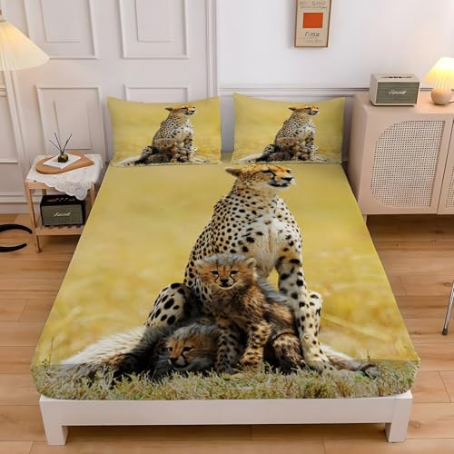Spannbettlaken 90x200cm Gras Spannbetttuch Gepard Bettlaken Boxspringbett mit Gummizug Spannbettuch Mikrofaser für Matratzen von 30 cm Mit 2 Kissenbezüge 80x80 cm Spannbettlaken 90x200cm Gras Spannbetttuch Gepard Bettlaken Boxspringbett mit Gummizug Spannbettuch Mikrofaser für Matratzen von 30 cm Mit 2 Kissenbezüge 80x80 cm von BSYYZQC