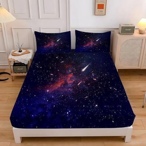 Spannbettlaken 90x200cm Sternenhimmel Spannbetttuch Meteor Bettlaken Boxspringbett mit Gummizug Spannbettuch Mikrofaser für Matratzen von 30 cm Mit 2 Kissenbezüge 80x80 cm Spannbettlaken 90x200cm Sternenhimmel Spannbetttuch Meteor Bettlaken Boxspringbett mit Gummizug Spannbettuch Mikrofaser für Matratzen von 30 cm Mit 2 Kissenbezüge 80x80 cm von BSYYZQC