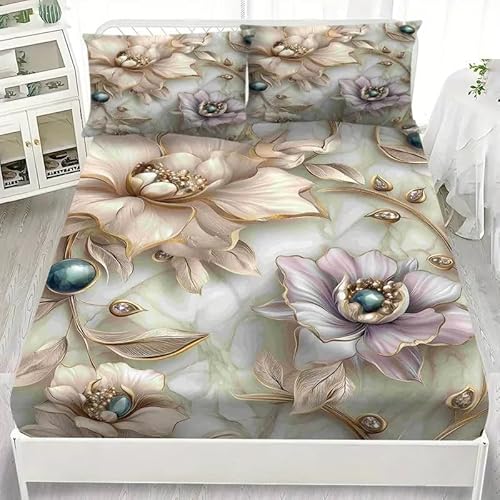 Spannbettlaken 90x200cm Wirbel Spannbetttuch Blumen Bettlaken Boxspringbett mit Gummizug Spannbettuch Mikrofaser für Matratzen von 30 cm Mit 2 Kissenbezüge 80x80 cm Spannbettlaken 90x200cm Wirbel Spannbetttuch Blumen Bettlaken Boxspringbett mit Gummizug Spannbettuch Mikrofaser für Matratzen von 30 cm Mit 2 Kissenbezüge 80x80 cm von BSYYZQC