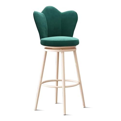 BSZYFQVE Barhocker 360° drehbarer Barhocker aus Samt, Barhocker in Thekenhöhe, Stühle for Kücheninseln, gepolsterte Barstühle mit Thekenlehne und Fußstütze(Green,75cm) von BSZYFQVE