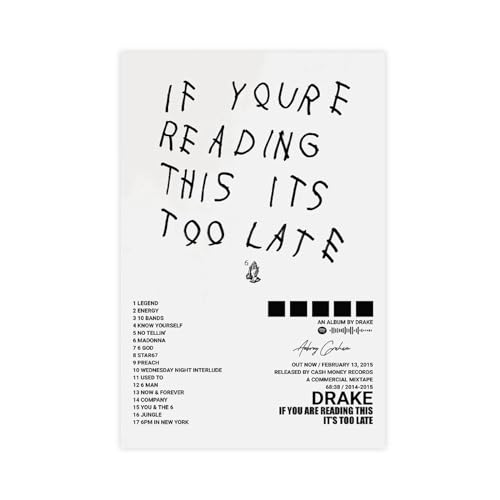 BSapp Drake Poster If You're Reading This It's Too Late Albumcover Poster 1 Leinwand Poster Wandkunst Dekor Druck Bild Gemälde für Wohnzimmer Schlafzimmer Dekoration 50 x 75 cm von BSapp