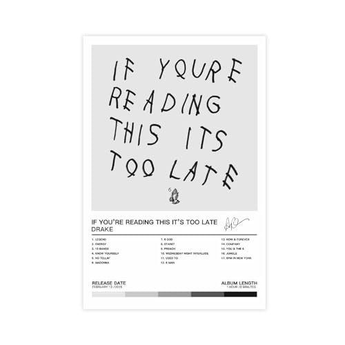 BSapp Drake Poster If You're Reading This It's Too Late Albumcover Poster 2 Leinwand Poster Schlafzimmer Dekor Sport Landschaft Büro Zimmer Dekor Geschenk 40 x 60 cm von BSapp