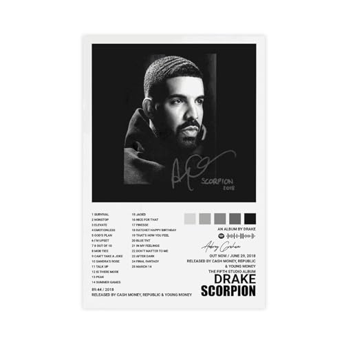 BSapp Drake Poster Skorpion Album Cover Poster Leinwand Poster Schlafzimmer Dekor Sport Landschaft Büro Zimmer Dekor Geschenk 60 x 90 cm von BSapp