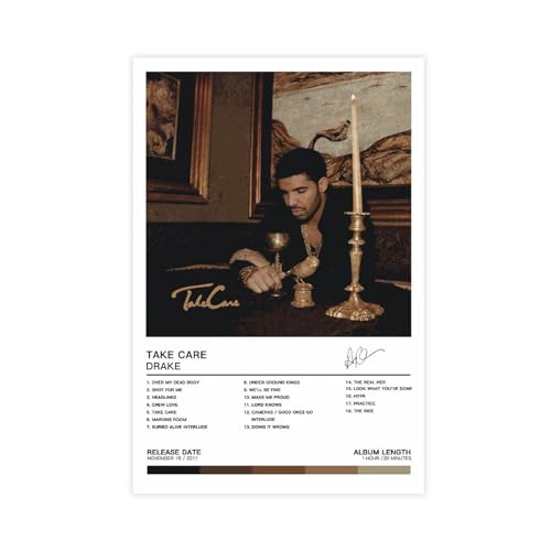 BSapp Drake Poster Take Care Album Cover Poster Leinwand Poster Wandkunst Dekor Druck Bild Gemälde für Wohnzimmer Schlafzimmer Dekoration 20 x 30 cm von BSapp