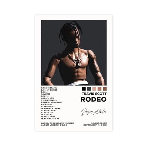 BSapp Travis Scott 'Rodeo' Album Cover Poster 3 Leinwand Poster Schlafzimmer Dekor Sport Landschaft Büro Zimmer Dekor Geschenk 40 x 60 cm von BSapp