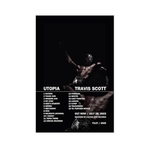 BSapp Travis Scott 'Utopia' Album Cover Poster 5 Leinwand Poster Wandkunst Dekor Druck Bild Gemälde für Wohnzimmer Schlafzimmer Dekoration 40 x 60 cm von BSapp