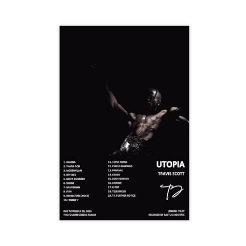 BSapp Travis Scott 'Utopia' Album Cover Poster 8 Leinwand Poster Wandkunst Dekor Druck Bild Gemälde für Wohnzimmer Schlafzimmer Dekoration 30 x 45 cm von BSapp