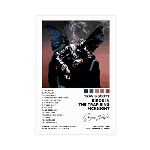 Travis Scott "Birds In The Trap Sing McKnight" Albumcover-Poster, 1 Leinwand-Poster, Wandkunst, Dekordruck, Bild Gemälde für Wohnzimmer, Schlafzimmer, Dekoration, 40 x 60 cm von BSapp